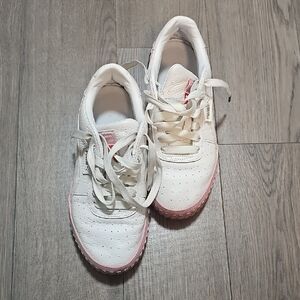 Puma White Sneakers with Pink Accents